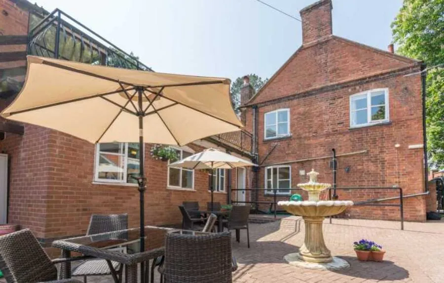 Outdoor area at Hunters Lodge care home in Lutterworth - Maven Healthcare