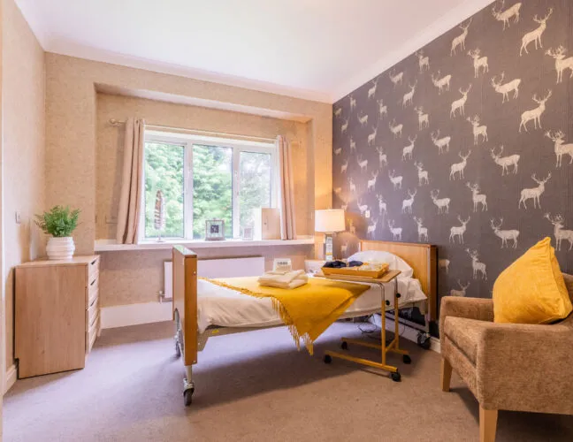 A bedroom at St Oswalds House care home in Warrington - Maven Healthcare