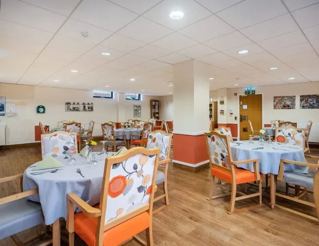 Dining room in Eastwood Court Care home in Giffnock Glasgow